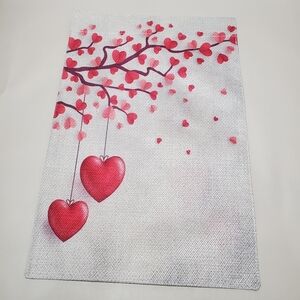Heart Design Small Burlap Garden Flag